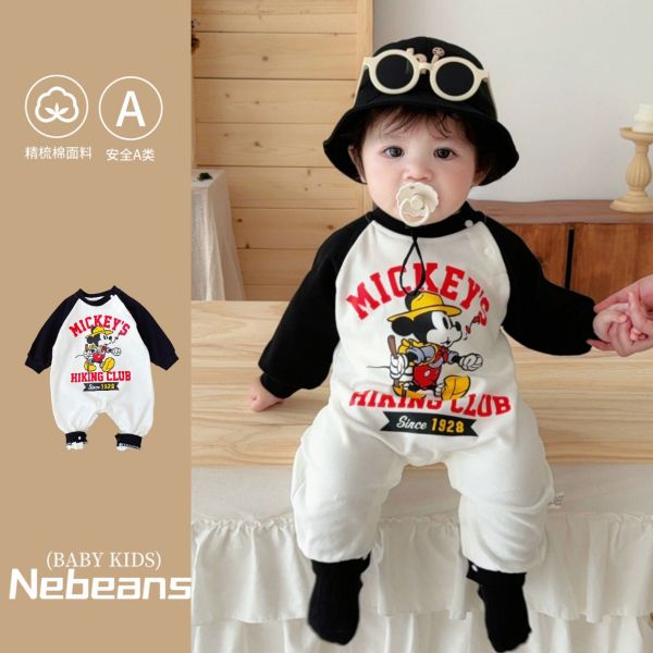 預購秋款男童米奇字母連身衣尺寸66-100 