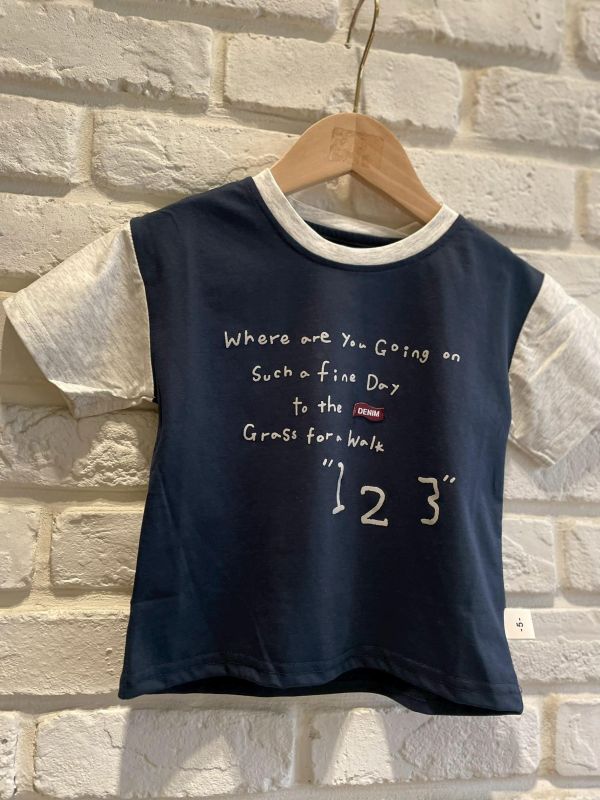 2621現貨夏款男童拼色123上衣尺寸90-130 