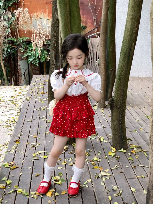 預購夏款女童KT點點蛋糕裙套裝 