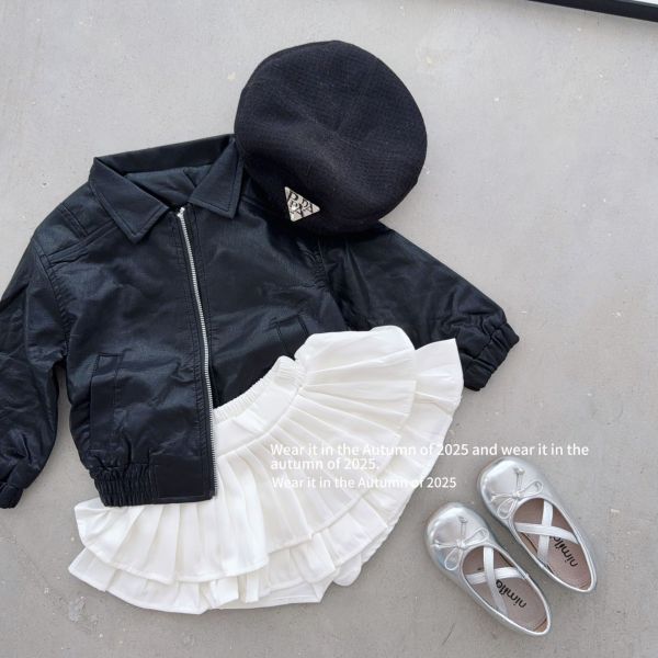預購秋款女童氣質皮衣外套/短褲裙尺寸90-150 
