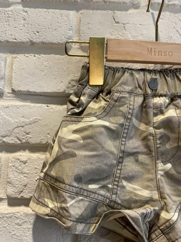 26092-現貨夏款女童淺色迷彩短褲尺寸80-120 