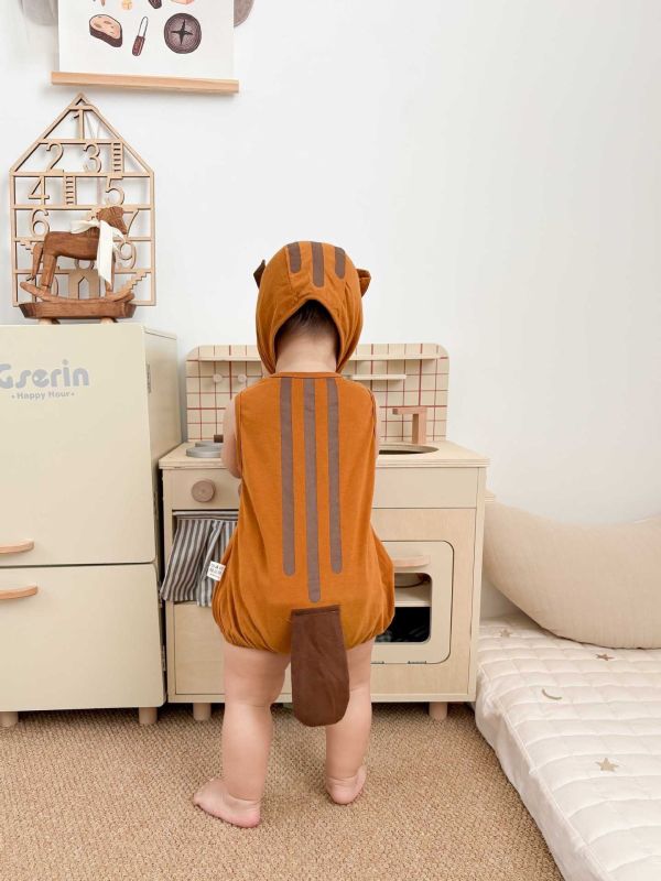 預購夏款男女寶松鼠包屁衣含帽尺寸66-90 