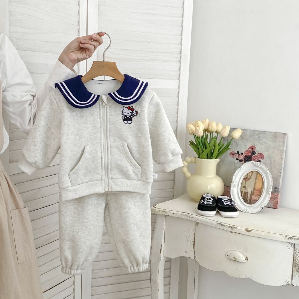 預購冬款女寶加絨貓咪海軍領學院套裝尺寸73-120 