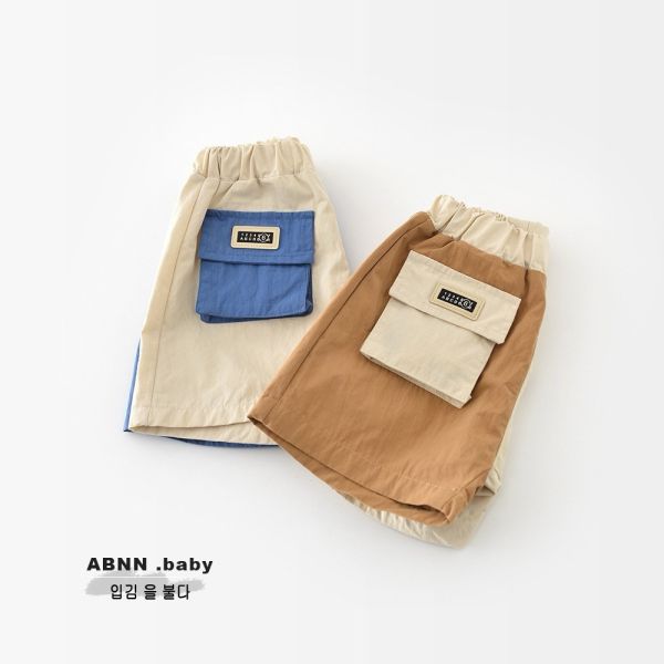 【預購】夏款-男寶雙色拼色工裝短褲 