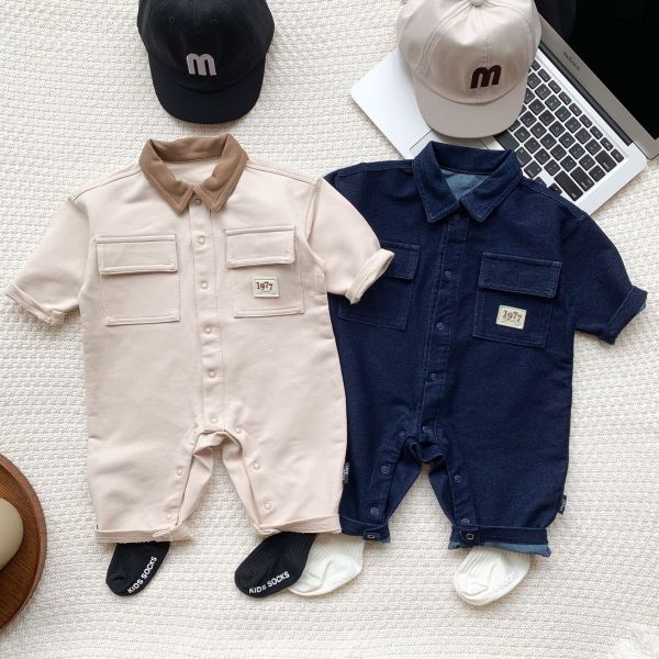 預購秋款男寶牛仔連身衣尺寸66-100 