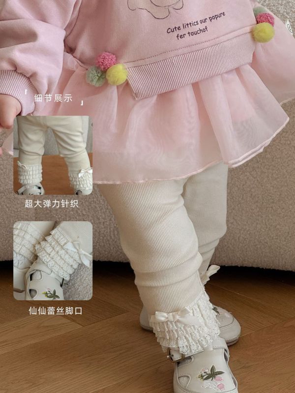 預購秋款女童兔兔蝴蝶結網紗套裝尺寸73-120 