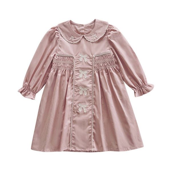 預購秋款女童法式蕾絲花邊公主連衣裙 尺寸90-140 