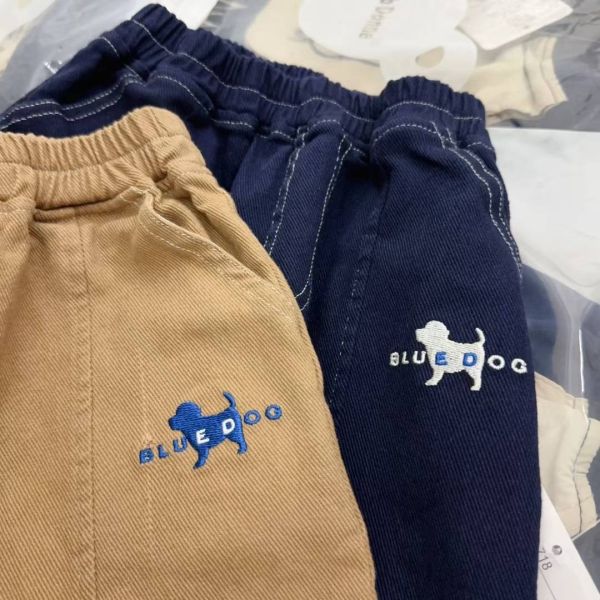 現貨秋款日單男童藍色狗狗長褲 尺寸90-130 
