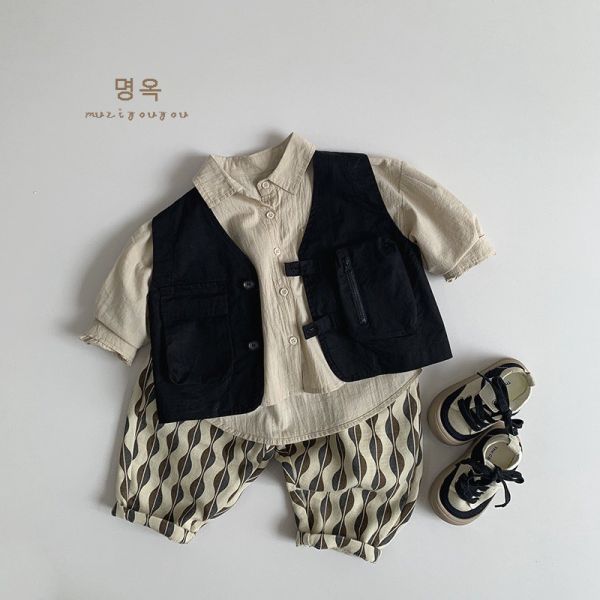 預購秋款男女童百搭工裝背心尺寸80-130 