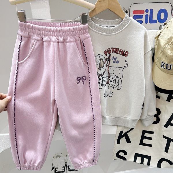 預購秋款女童蝴蝶結運動長褲尺寸100-150 