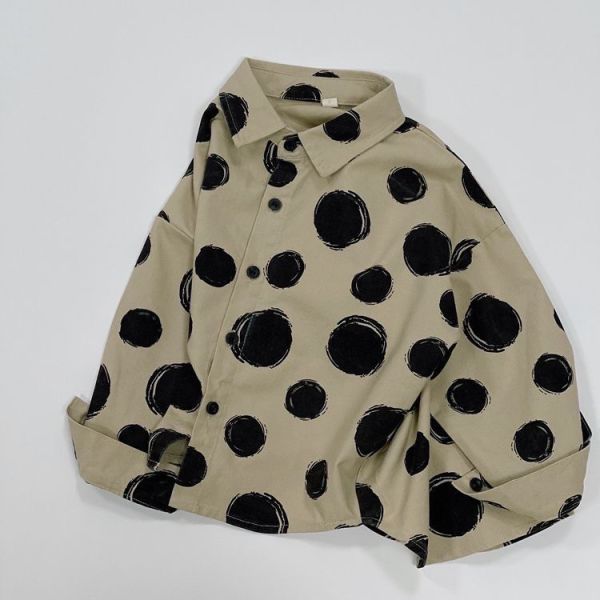 預購秋款男女童珍珠奶茶襯衫尺寸80-130 