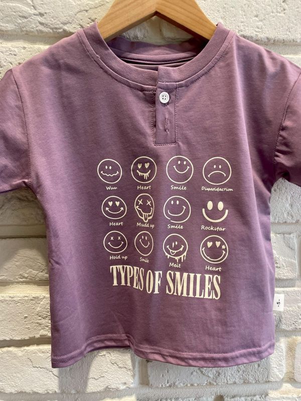 2608現貨夏款男童紫色微笑上衣尺寸90-130 