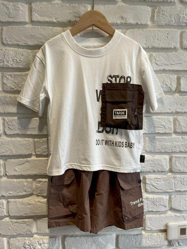 8026現貨夏款男童森林系酷帥工裝套裝尺寸110-150 