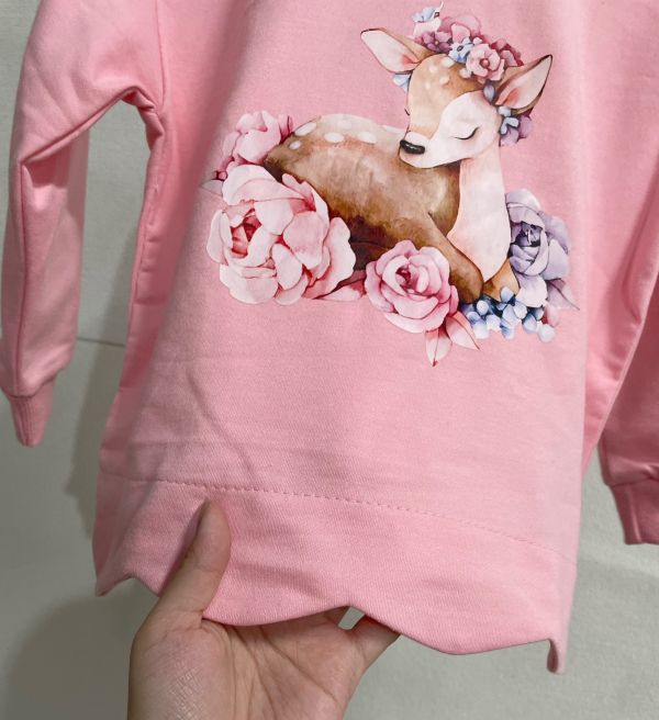 現貨秋款女童小鹿斑比滾邊上衣 