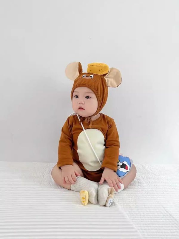 預購秋款男女寶傑利鼠包屁衣含帽尺寸66-90 