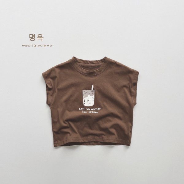 預購夏款男女童飲料背心上衣-寬鬆版型 尺寸80-130 