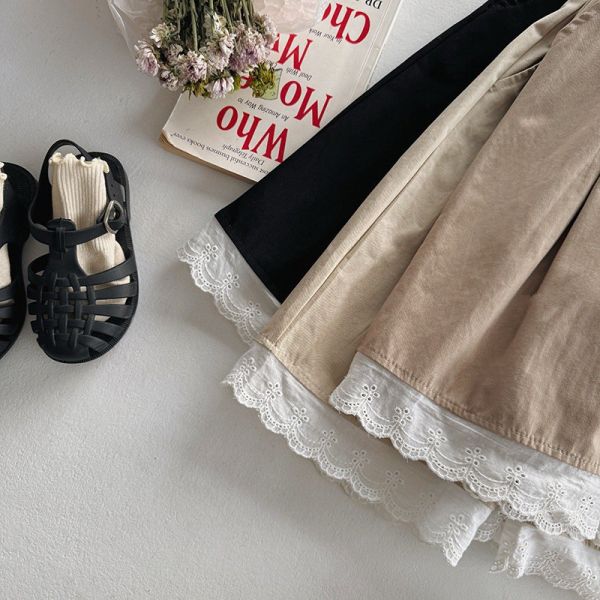 預購秋款女童花邊蕾絲寬長褲尺寸90-150 