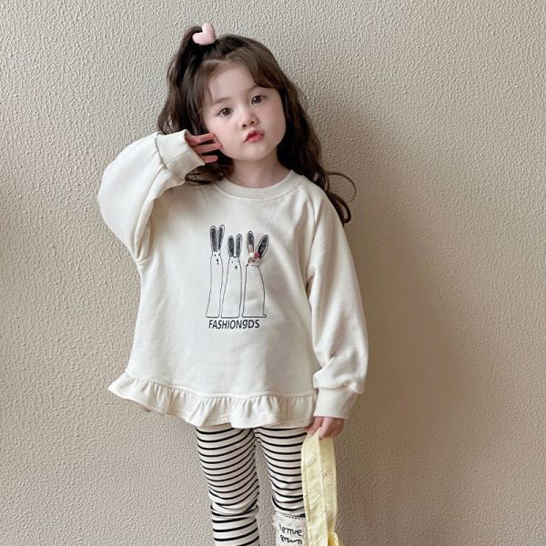 預購秋款女童兔兔上衣+ 褲子套裝尺寸80-130 