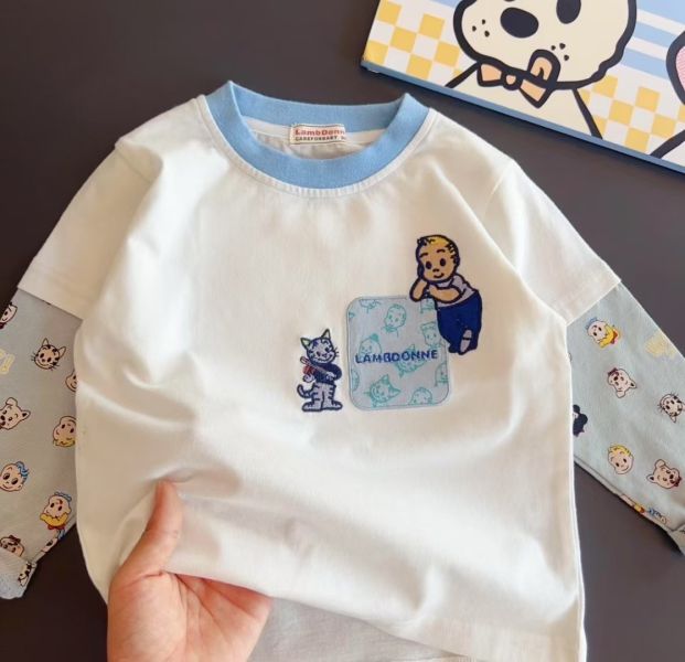 現貨日單男童原田假兩件上衣（棉） 尺寸90-130 