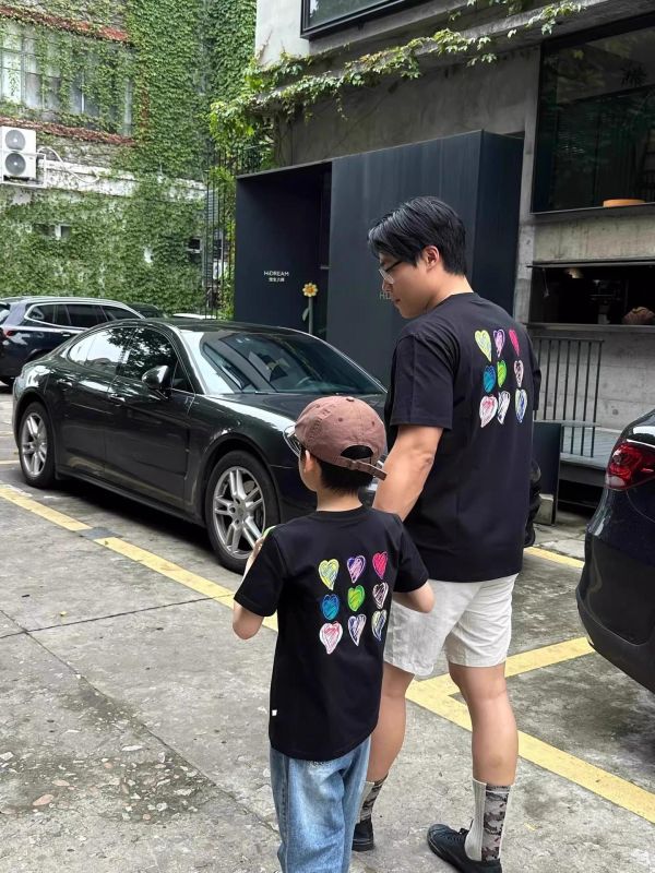 預購夏款彩繪彩色滿版愛心親子裝 