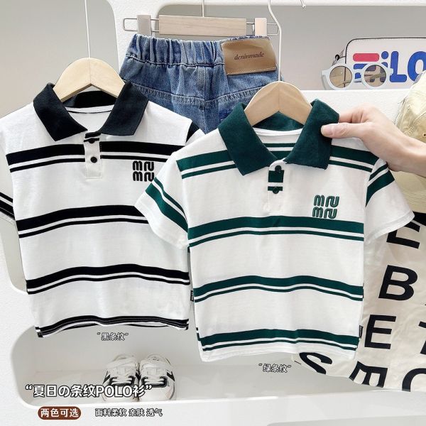 預購夏款男童字母polo上衣 