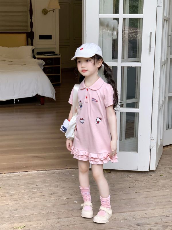 預購夏款女童刺繡KT蛋糕裙洋裝 