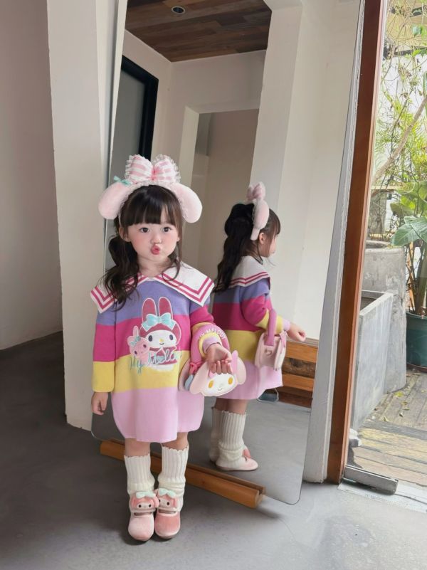 預購秋款設計師品牌日系美樂蒂公主針織洋裝 