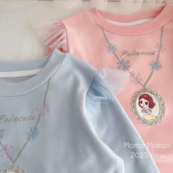 預購秋款女童德絨刺繡項鏈公主上衣尺寸100-140 