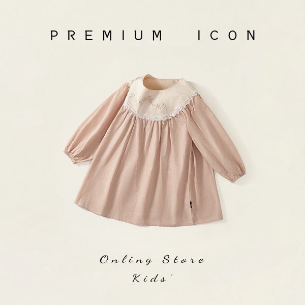 預購秋款女童花邊復古宮廷風洋裝尺寸90-140 