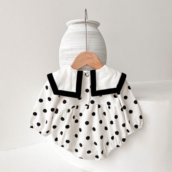 預購秋款女寶點點包屁衣尺寸66-80 