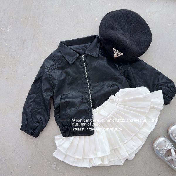 預購秋款女童氣質皮衣外套/短褲裙尺寸90-150 