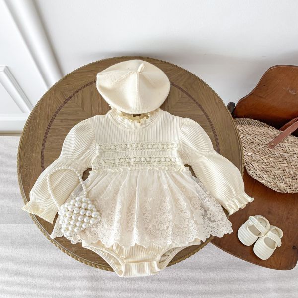 預購秋款女寶公主蕾絲包屁衣尺寸73-110 