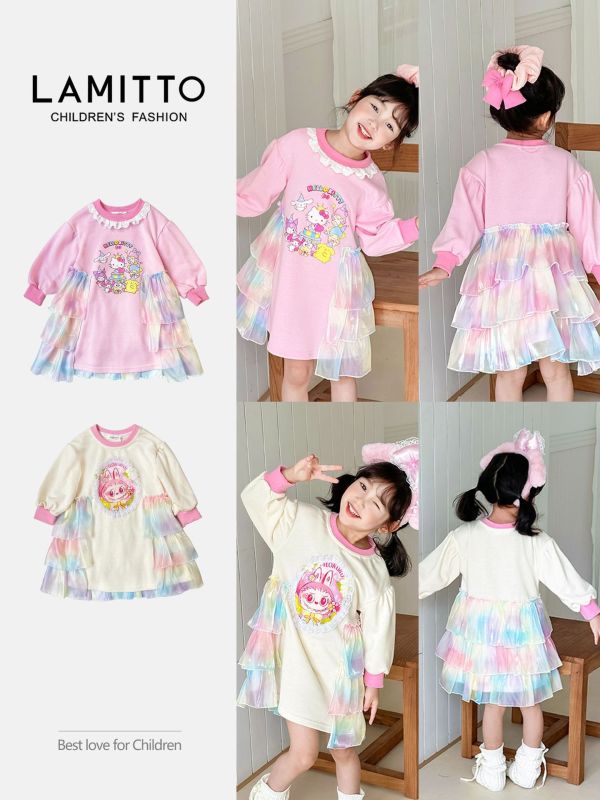 預購秋款日系甜美可愛公主蛋糕網紗蓬蓬洋裝尺寸100-150 