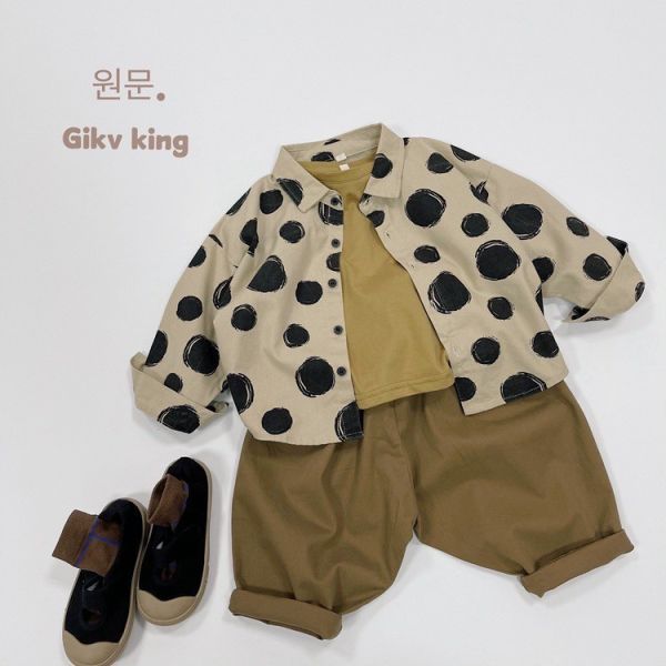 預購秋款男女童珍珠奶茶襯衫尺寸80-130 