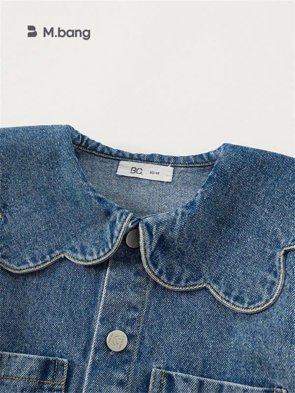 預購秋款女童花邊領牛仔外套尺寸80-140 