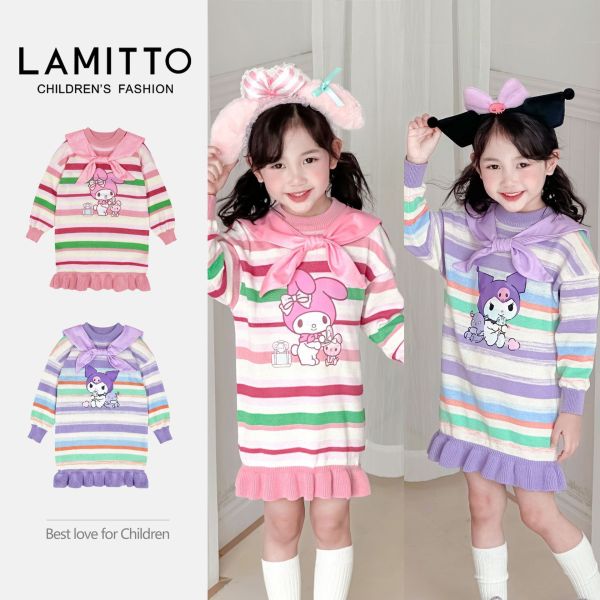 預購秋款日系甜美可愛公主海軍領毛衣裙尺寸100-150 