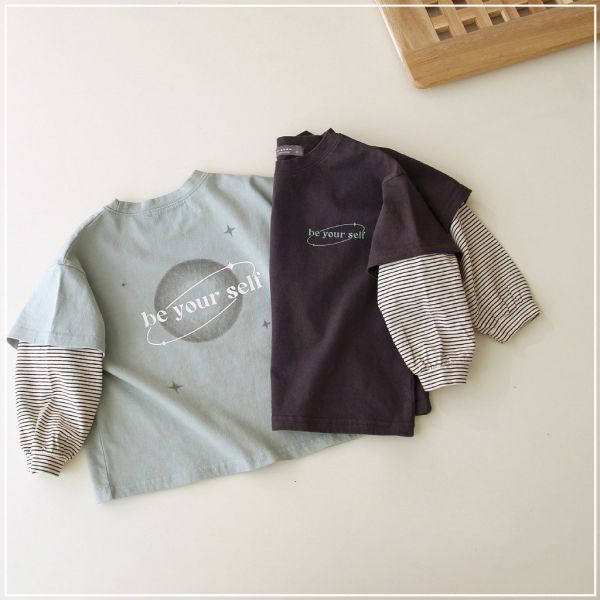 預購秋款男女童宇宙假2件上衣尺寸80-130 