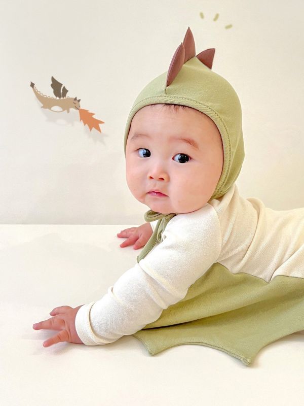 預購秋款男女寶恐龍包屁衣含帽尺寸66-90 