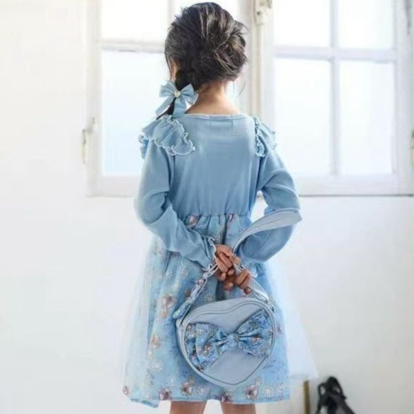 預購秋款女童日系愛莎公主花邊洋裝尺寸100-140 