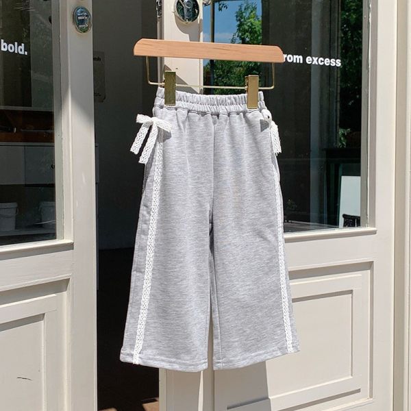 預購秋款女童蕾絲花邊蝴蝶結寬褲尺寸90-150 