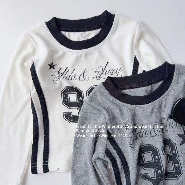 預購秋款女童辣妹款修身數字上衣尺寸90-150 