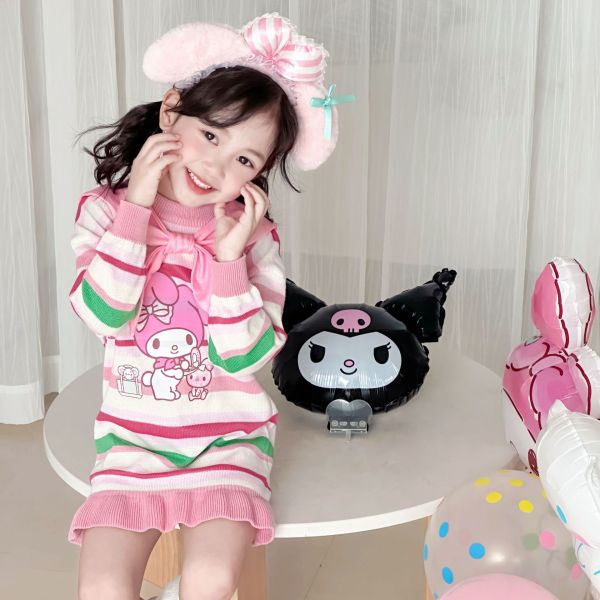 預購秋款日系甜美可愛公主海軍領毛衣裙尺寸100-150 