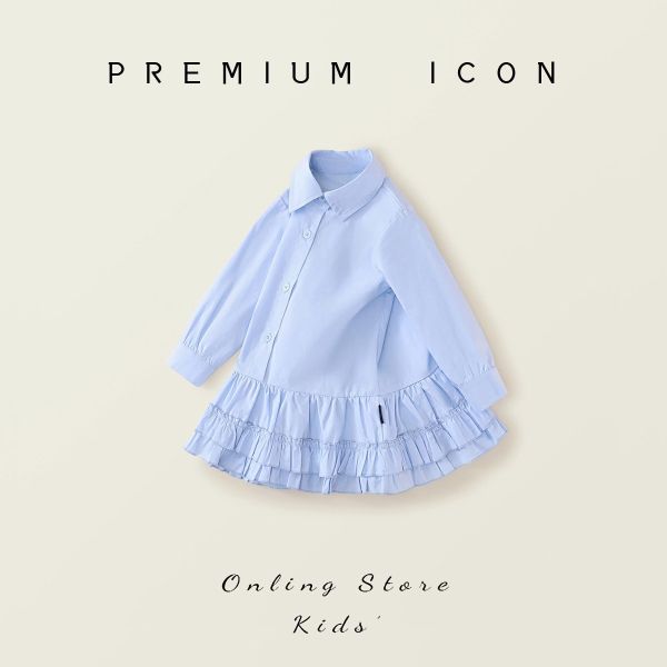 預購秋款女童蛋糕花邊翻領襯衫洋裝尺寸90-140 