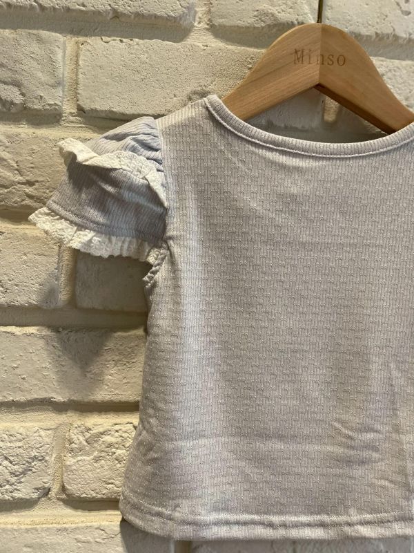 26153-4現貨夏款女童寶寶藍簡約短版上衣尺寸80-120 