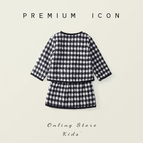 預購秋款女童格子小香風套裝兩件套尺寸90-140 