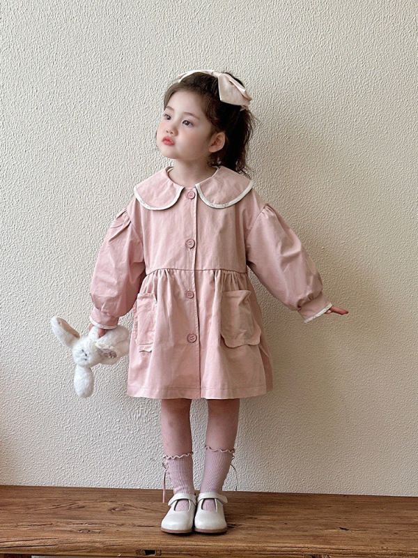 預購秋款女童風衣外套尺寸80-130 