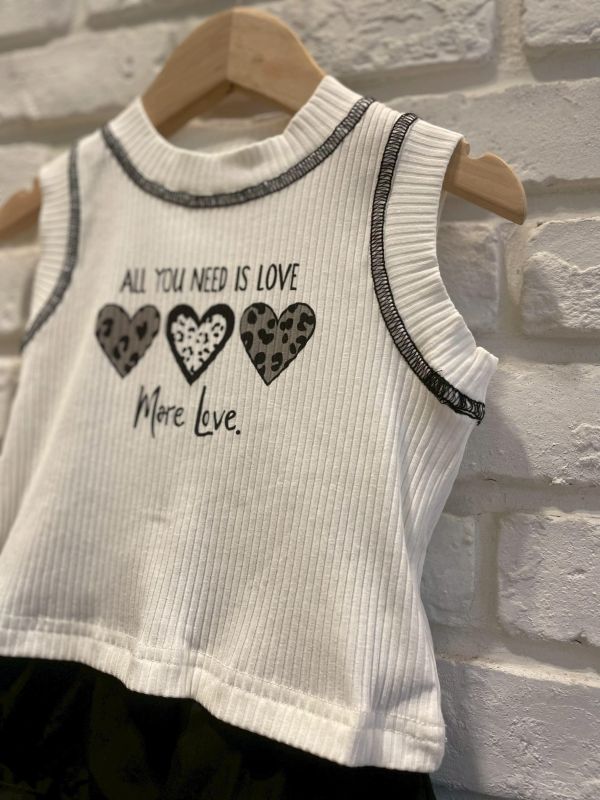 26023-現貨夏款女童豹紋愛心氣質套裝尺寸80-120 