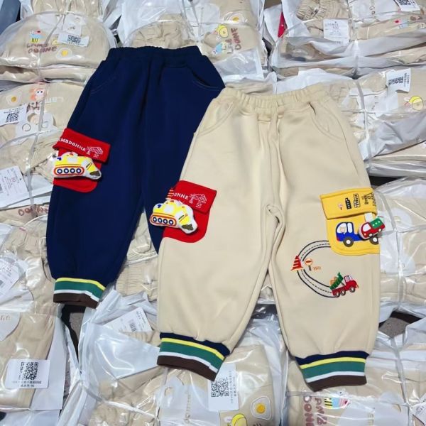 現貨秋款日單男童車車棉長褲尺寸90-130 