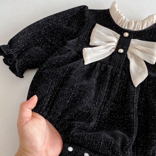 預購秋款女寶蝴蝶結連身衣尺寸66-100 