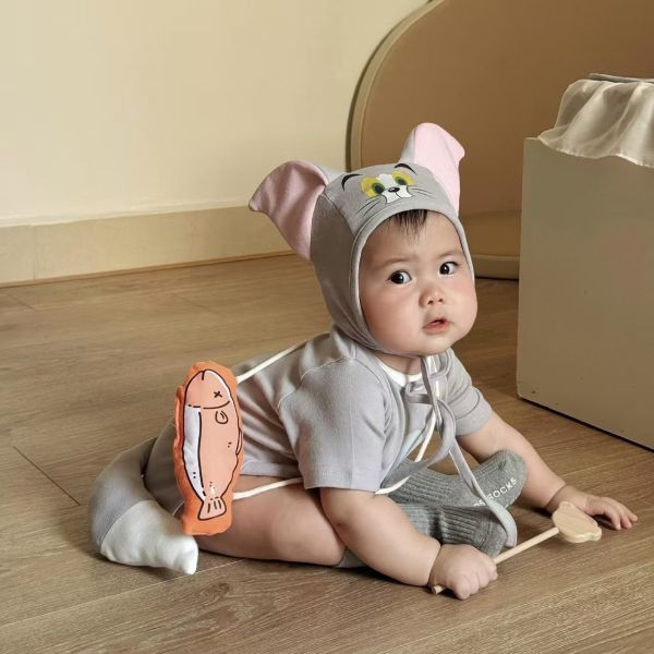 預購秋款男女寶傑利鼠包屁衣含帽尺寸66-90 